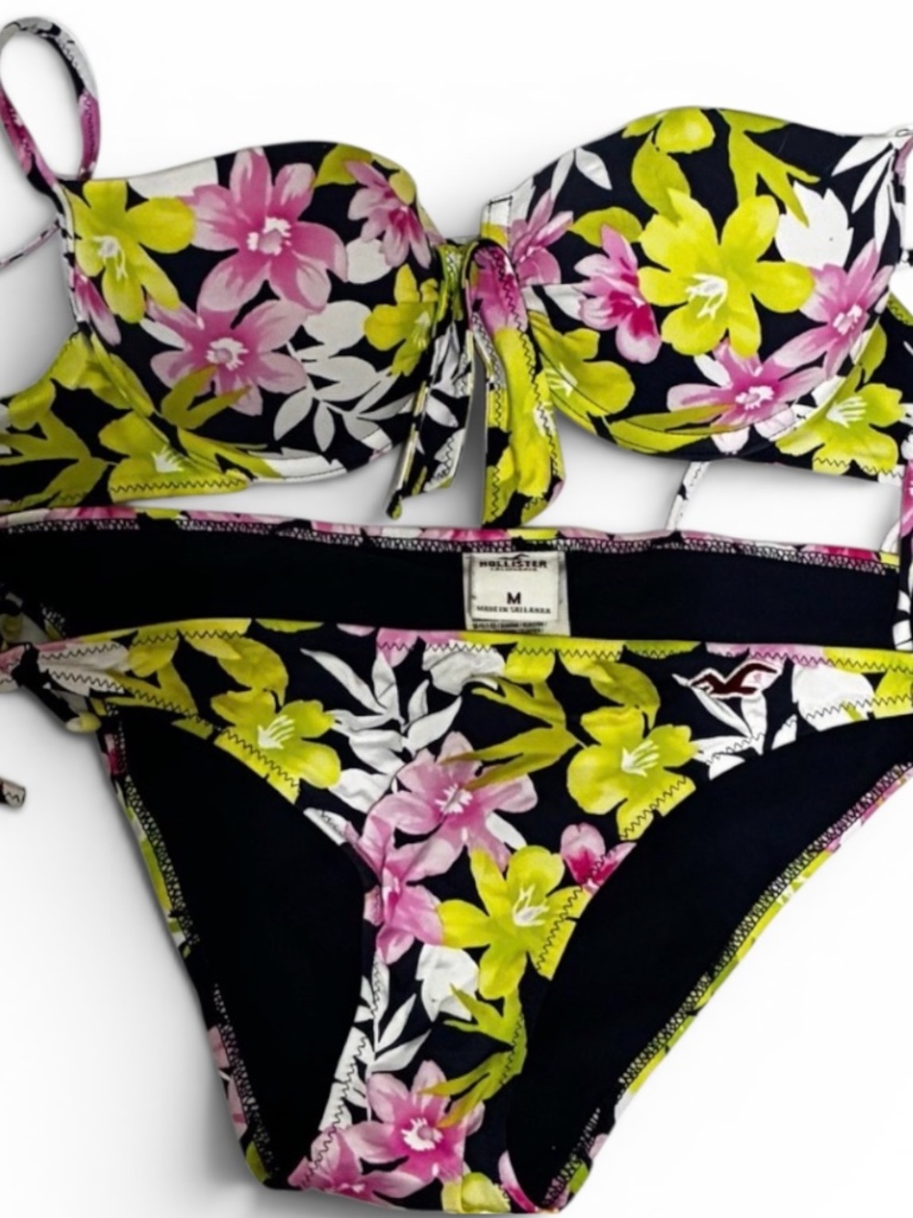 Hollister Floral Balconette Bikini Set | Size S Top / M Bottom | Tropical Tie